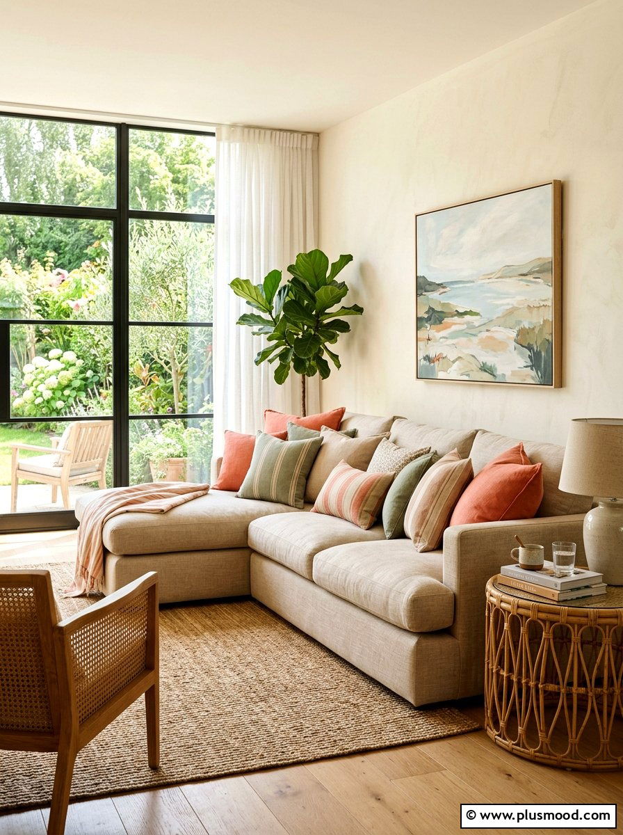 Linen throw pillows - 25 summer tropical home decor ideas