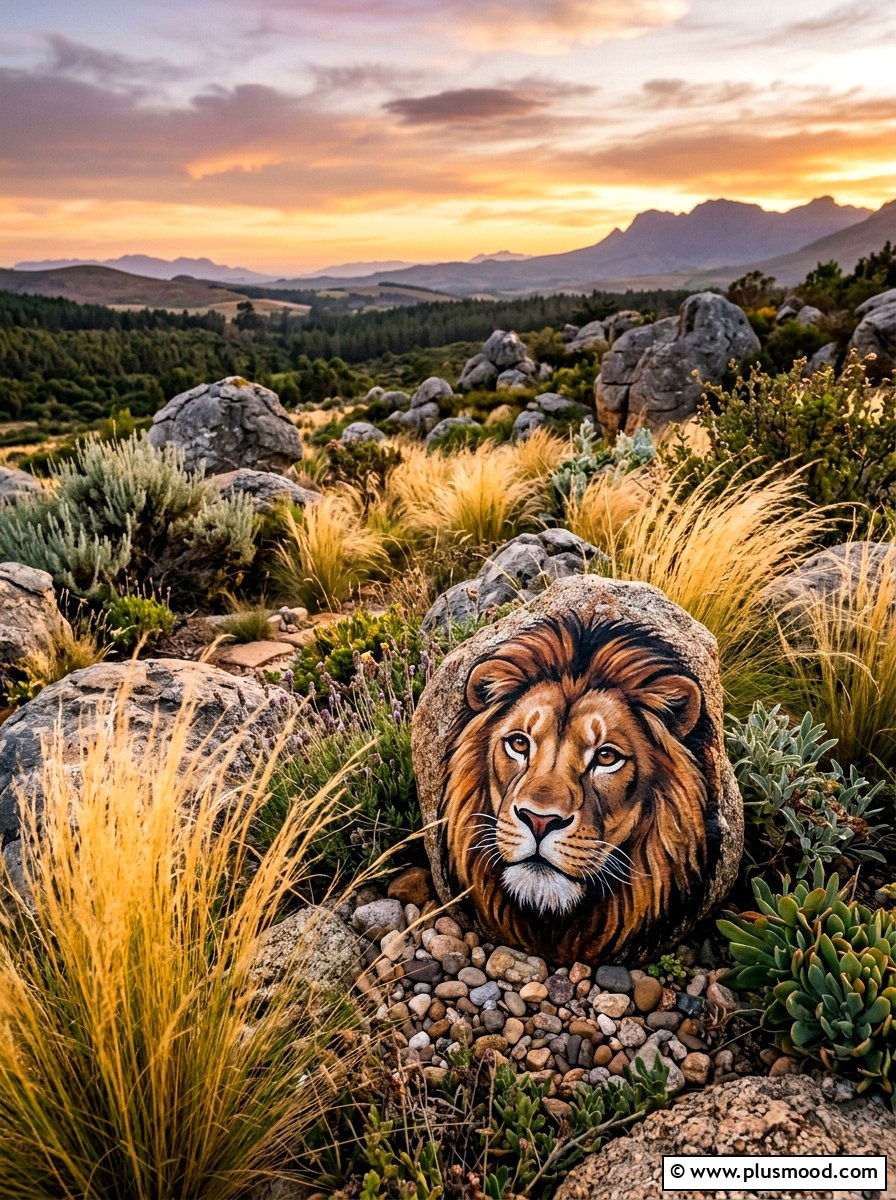 Lion King Simba Painted Rock - 25 painted rock ideas with Disney characters