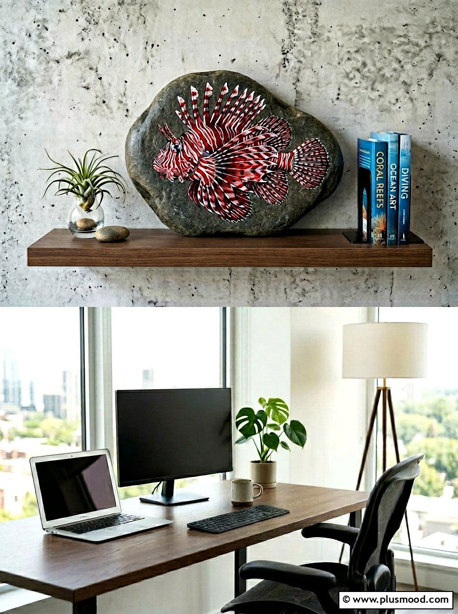 Lionfish Rock Design - 25 painted rock ideas with fish design