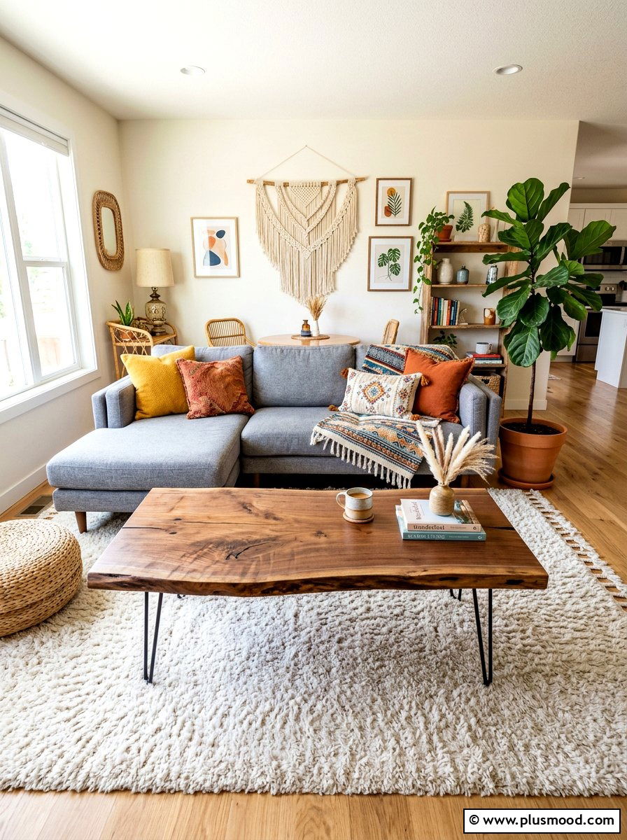 Live Edge Coffee Table - 25 late summer boho decor ideas