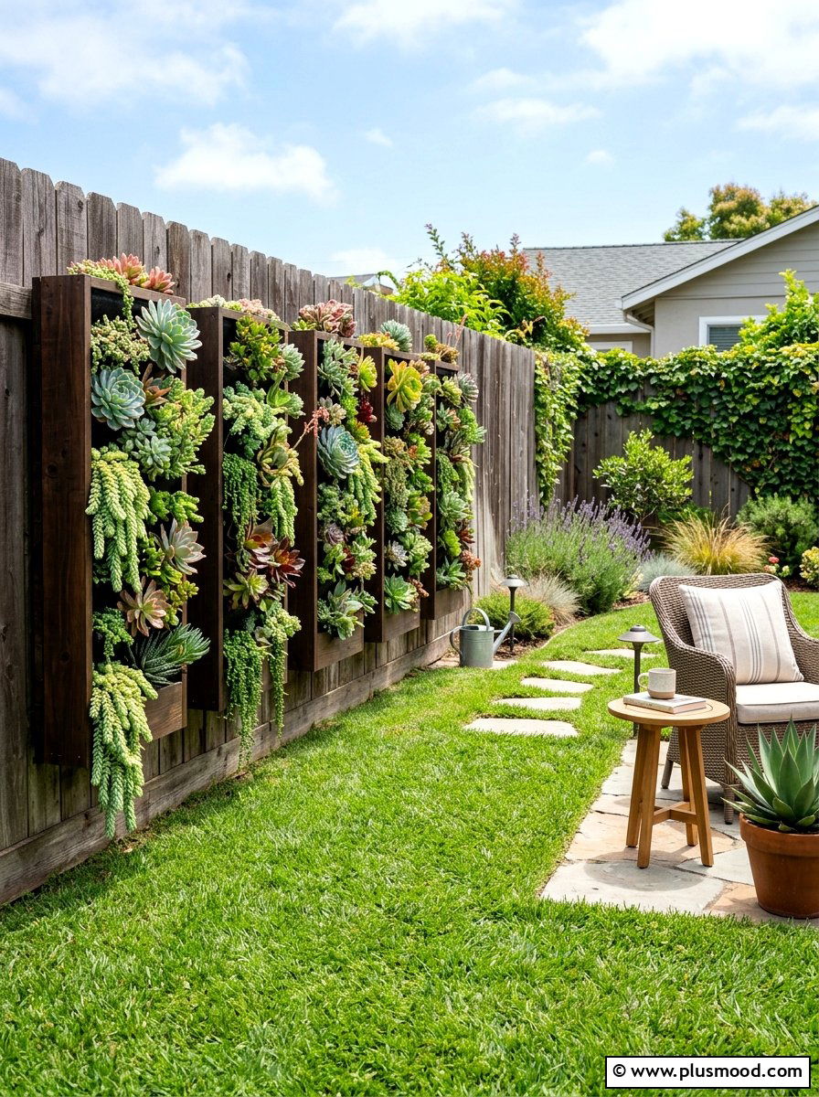 Living Fence With Succulents - 25 small backyard ideas with succulent garden
