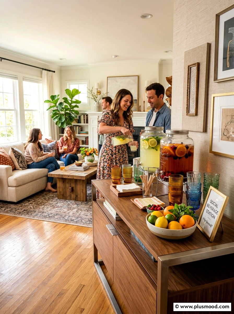 Living Room Drink Station - 25 summer entertaining living room ideas