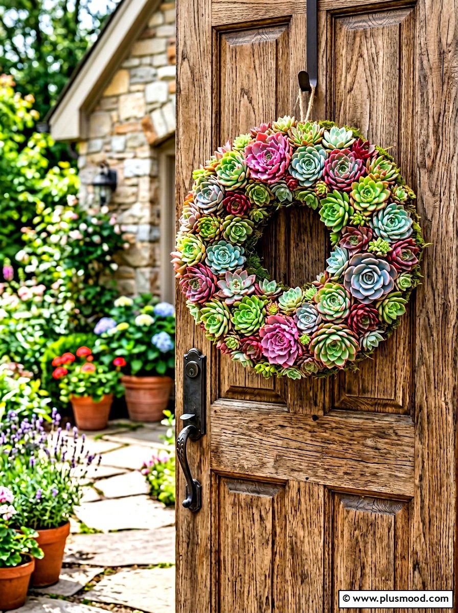Living Succulent Wreath - 25 summer succulent planter ideas