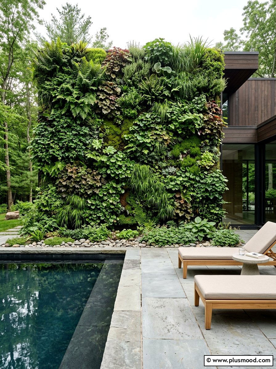 Living Wall With Lush Greenery - 25 pool landscaping ideas for privacy