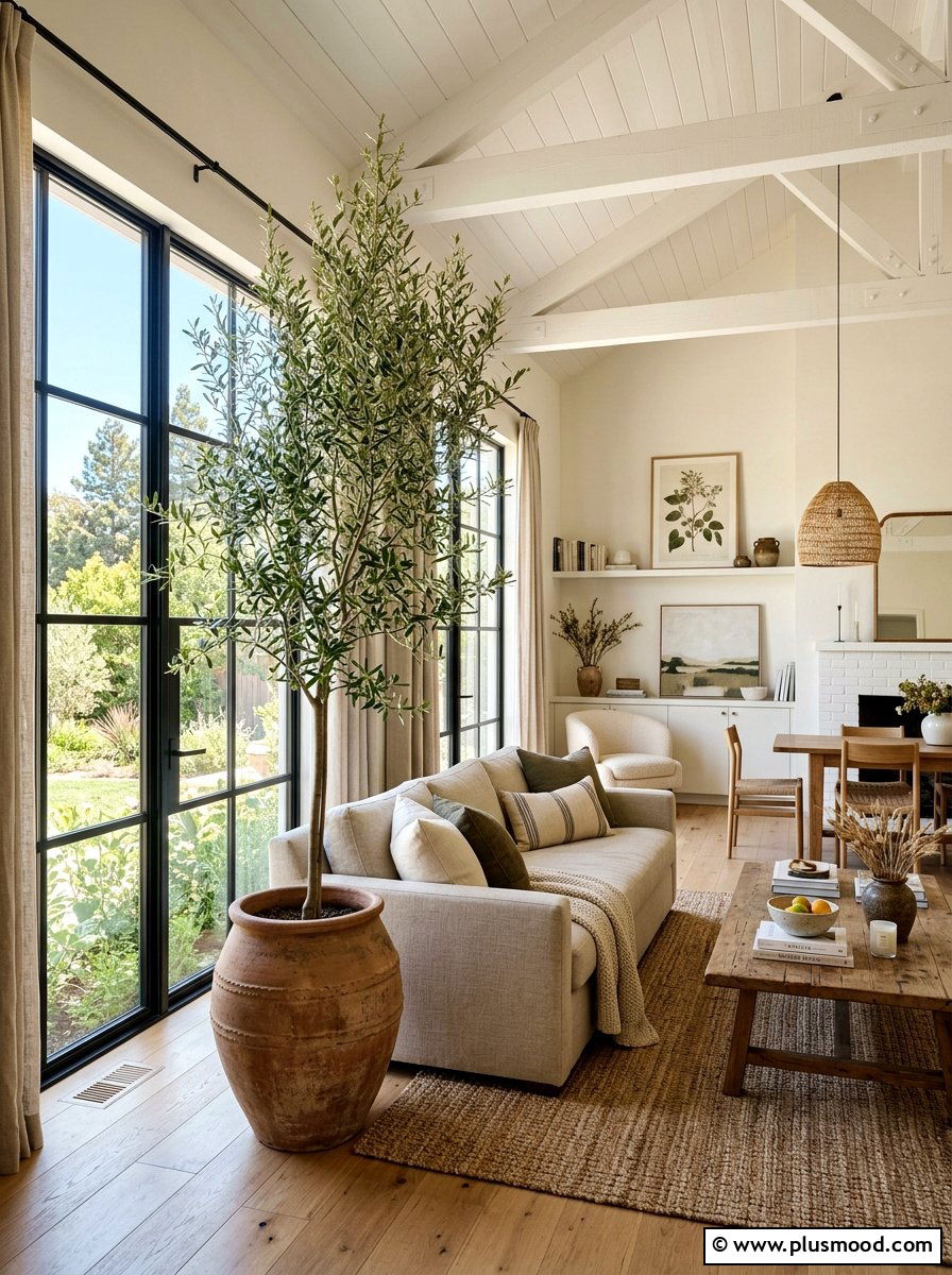 Living room olive tree - 25 summer decor ideas with greenery
