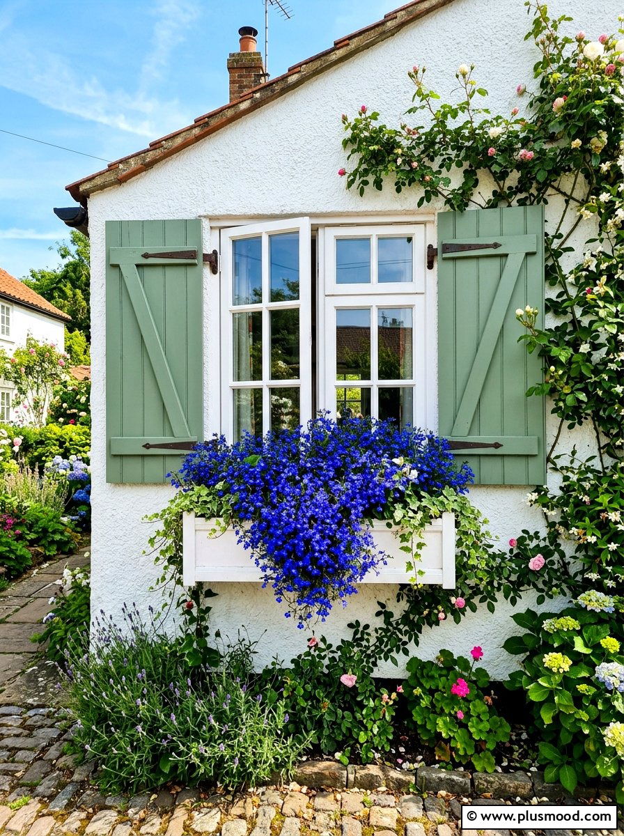 Lobelia Blue Planter - 25 summer planter ideas for part shade