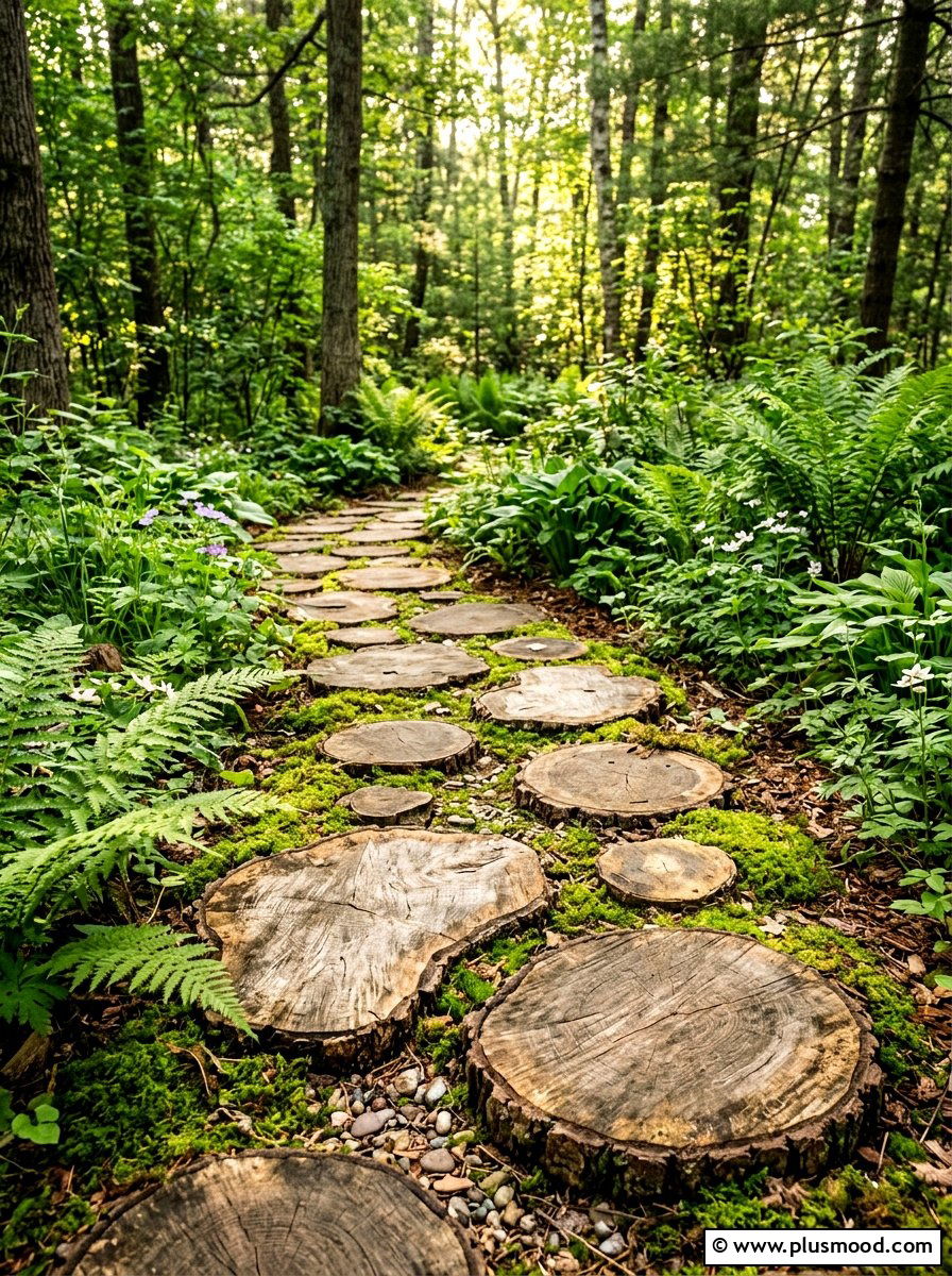 Log Slice Path - 25 summer walkway ideas for front yard