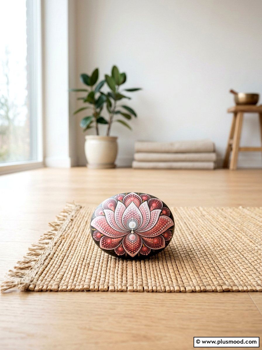 Lotus Dot Rock - 25 painted rock ideas with dot painting