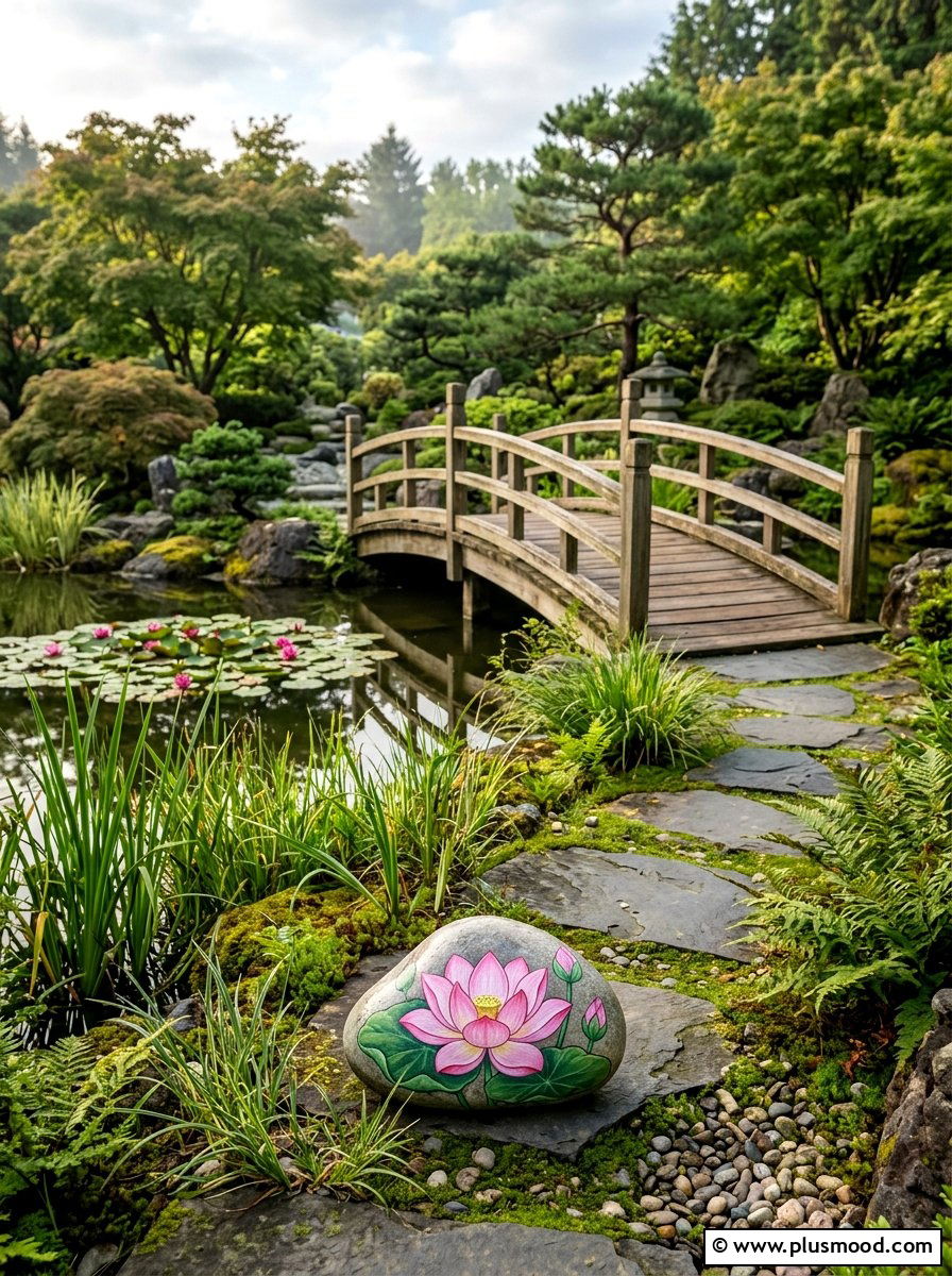 Lotus Flower - 25 painted rock ideas for koi pond decor