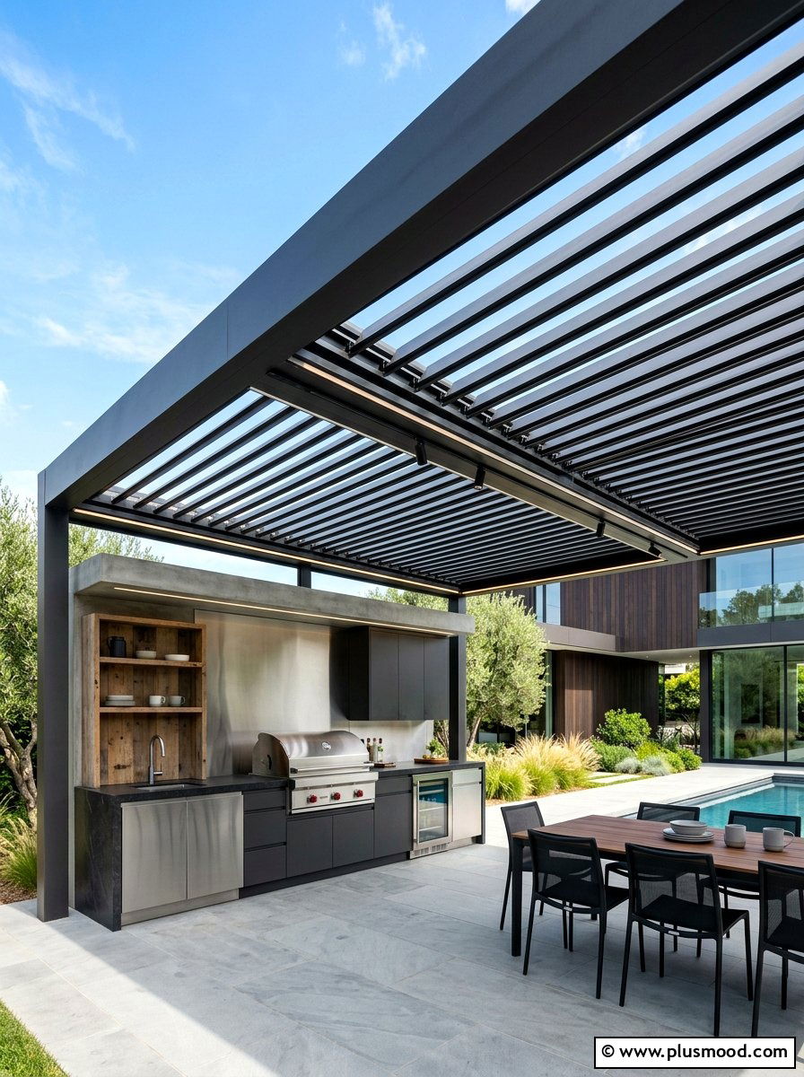 Louvered Pergola Roof - 25 summer backyard shade ideas