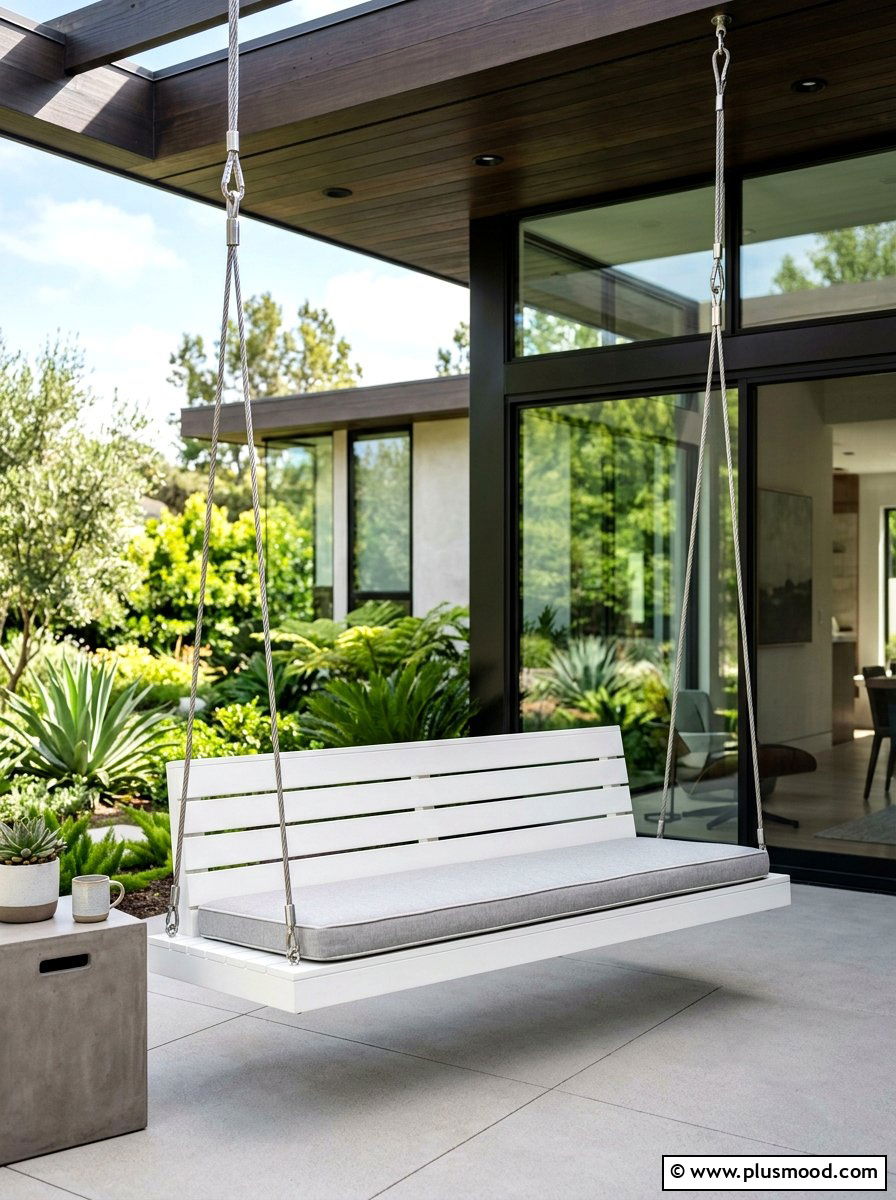 Low Back Modern Swing - 25 summer front porch swing ideas