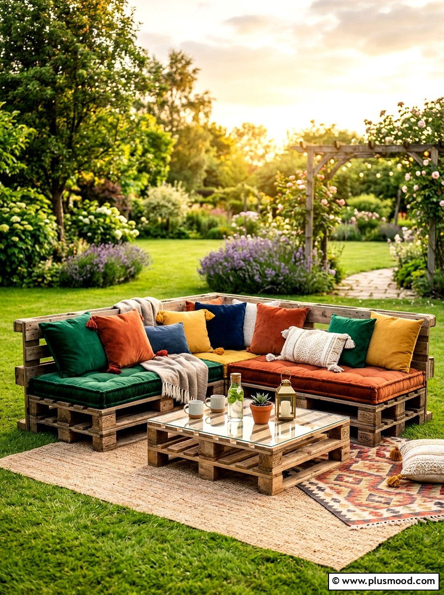 Low Level Pallet Seating - 25 summer picnic backyard ideas