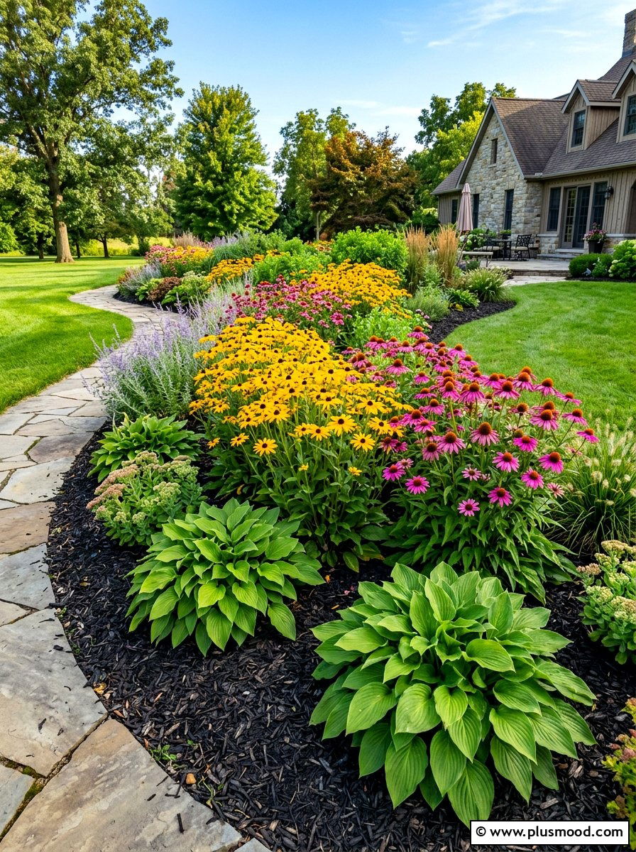 Low Maintenance Perennial Bed - 25 summer backyard flower bed ideas