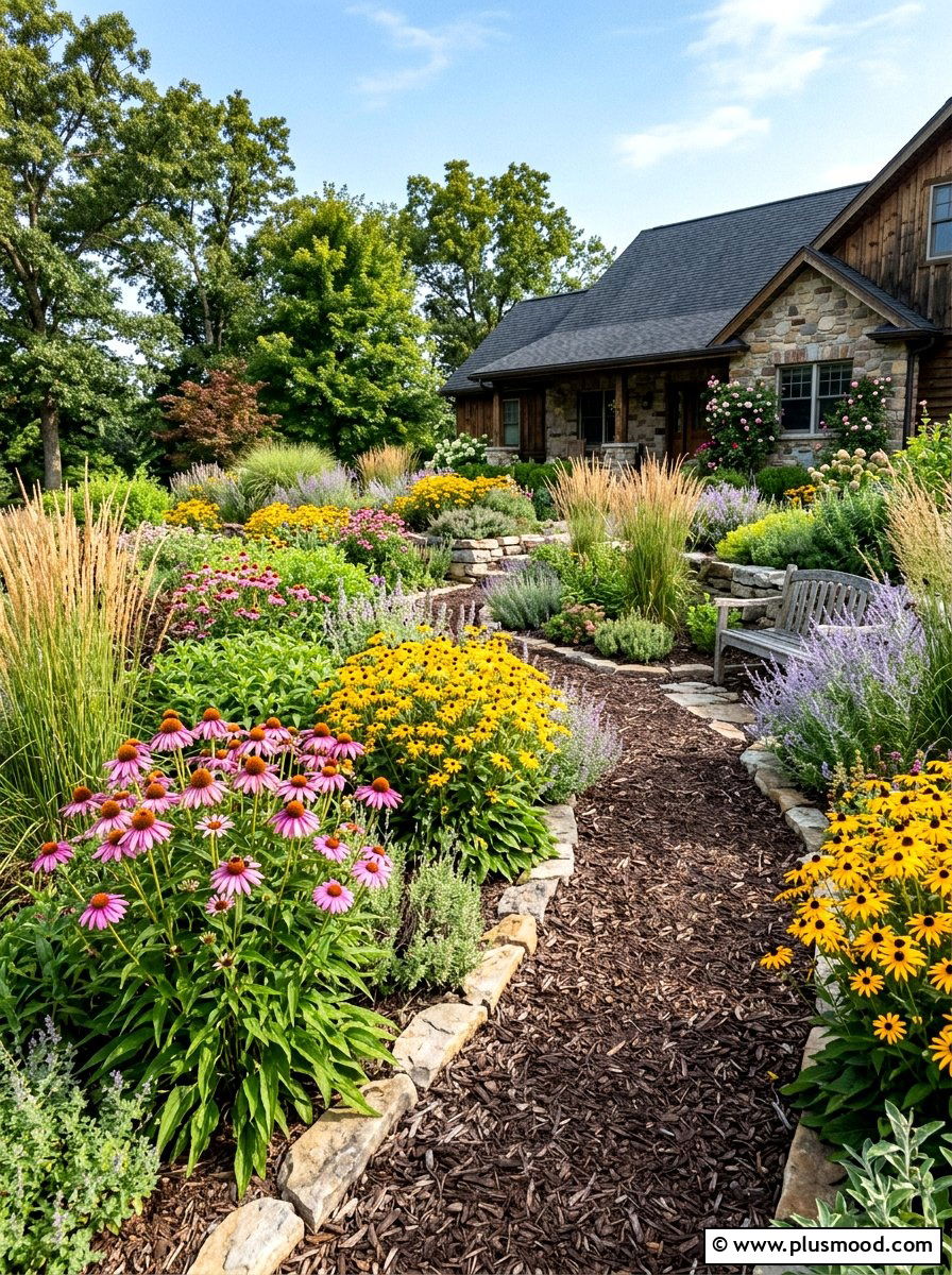 Low Maintenance Perennial Garden - 25 small backyard ideas with flower beds