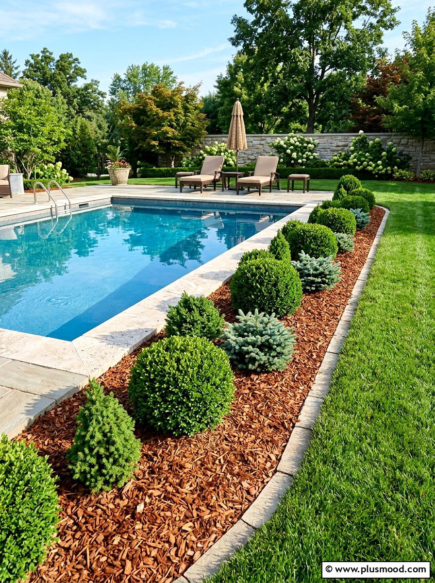 Low Maintenance Pool Border Mulch - 25 pool landscaping ideas with mulch beds