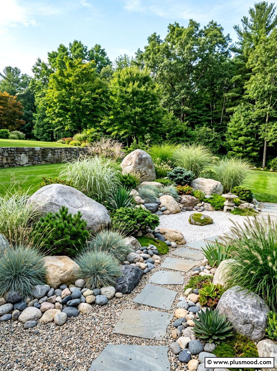 Low Maintenance Rock Garden - 25 summer front yard makeover ideas