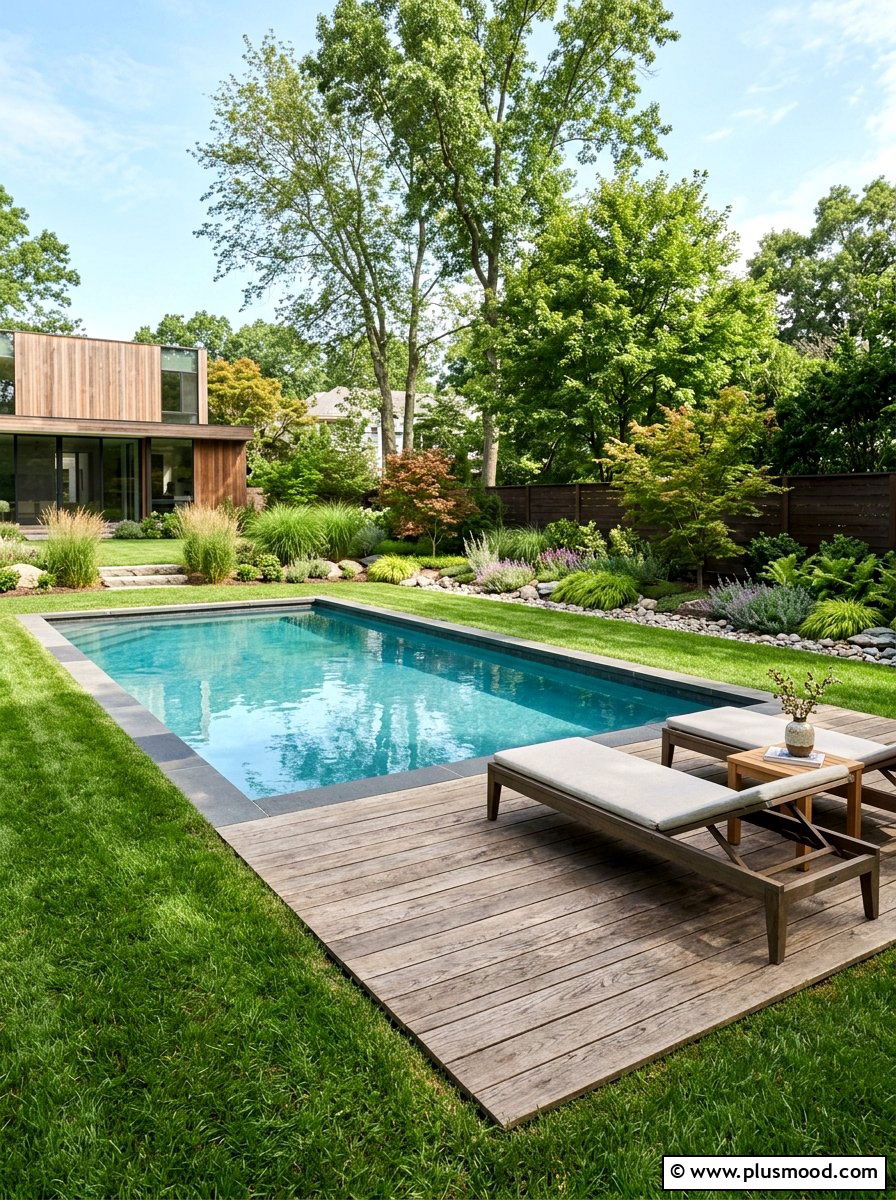 Low Profile Wood Pool Deck - 25 summer deck around pool ideas