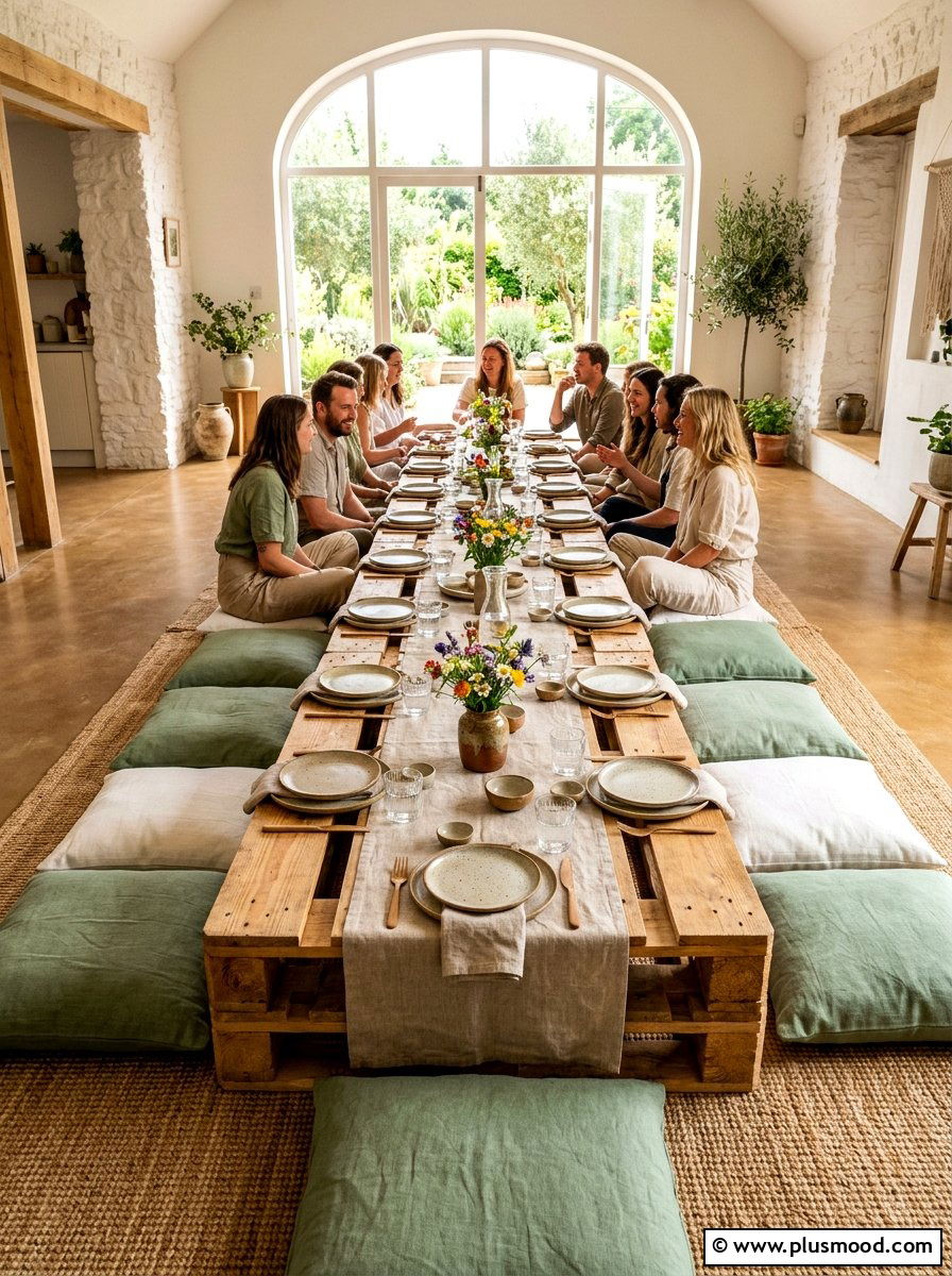Low floor dining setup - 25 summer backyard picnic ideas