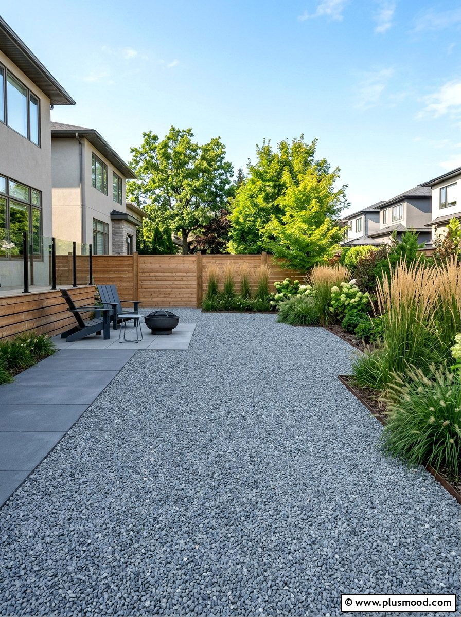 Low maintenance gravel yard - 25 small backyard ideas with gravel