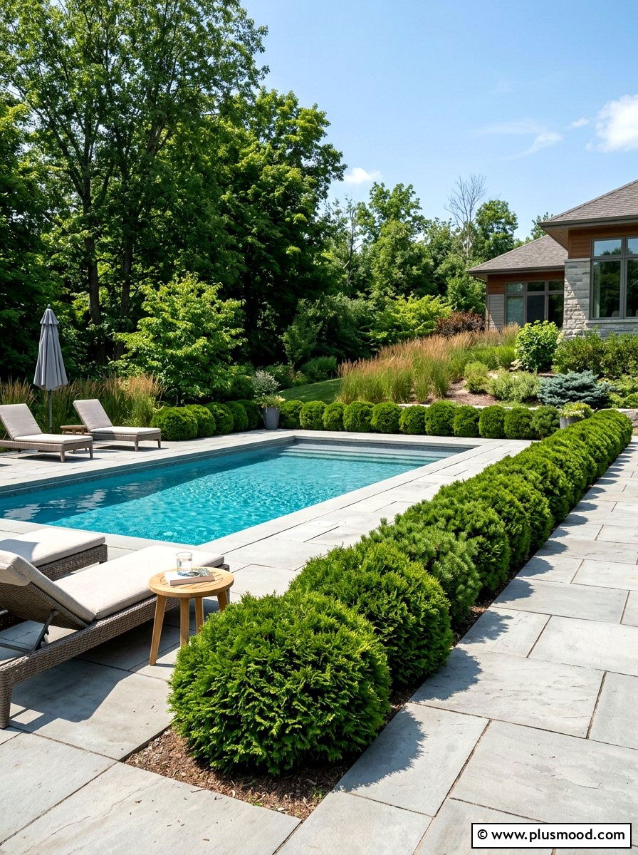 Low maintenance pool hedge - 25 pool landscaping ideas with hedge border