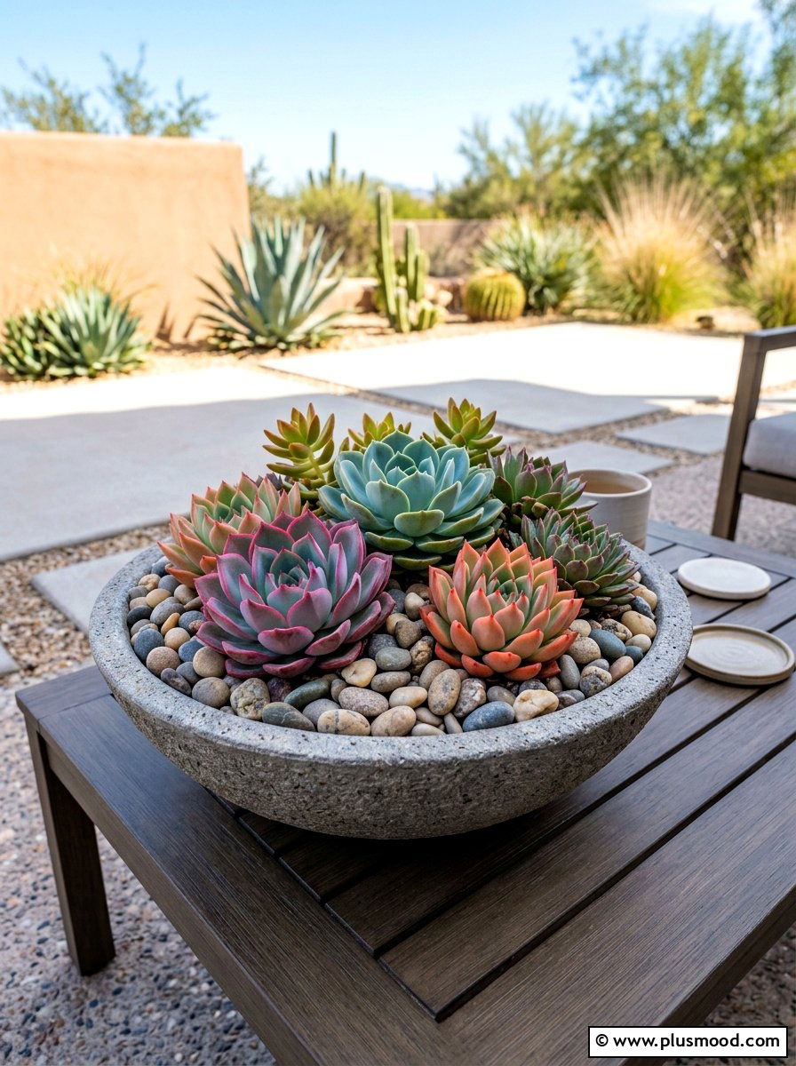 Low maintenance succulent container garden - 25 summer backyard planter ideas