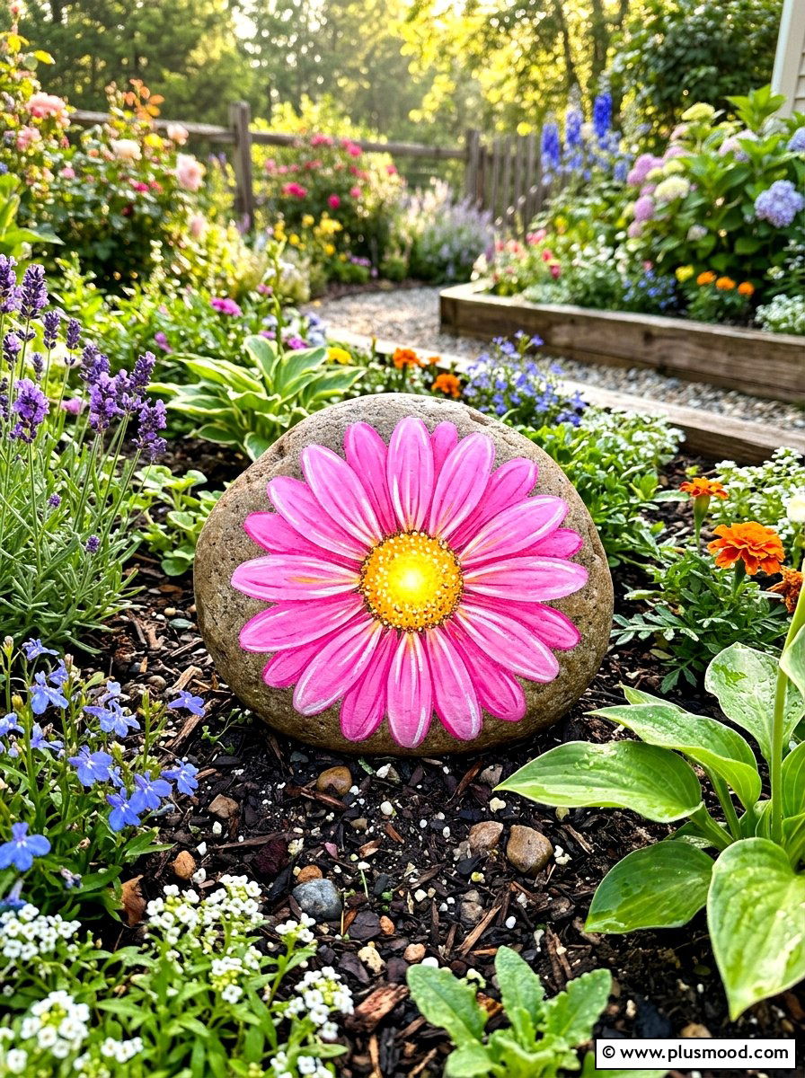 Luminous Flower Stone - 25 painted rock ideas with glow in the dark paint