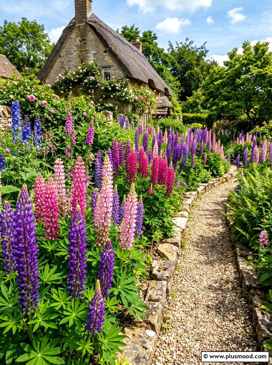 Lupine flower garden - 25 summer hummingbird garden ideas