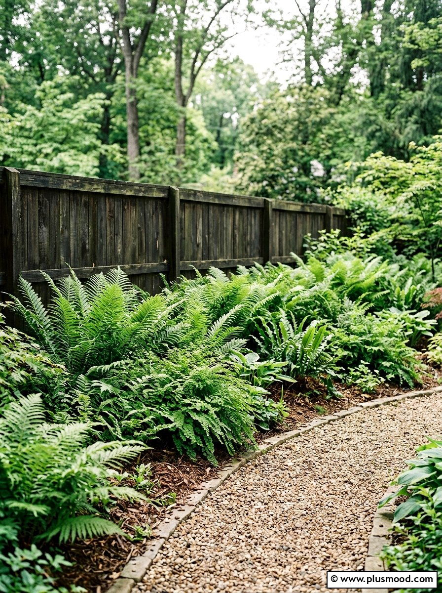 Lush Fern Border - 25 small backyard ideas with zen garden