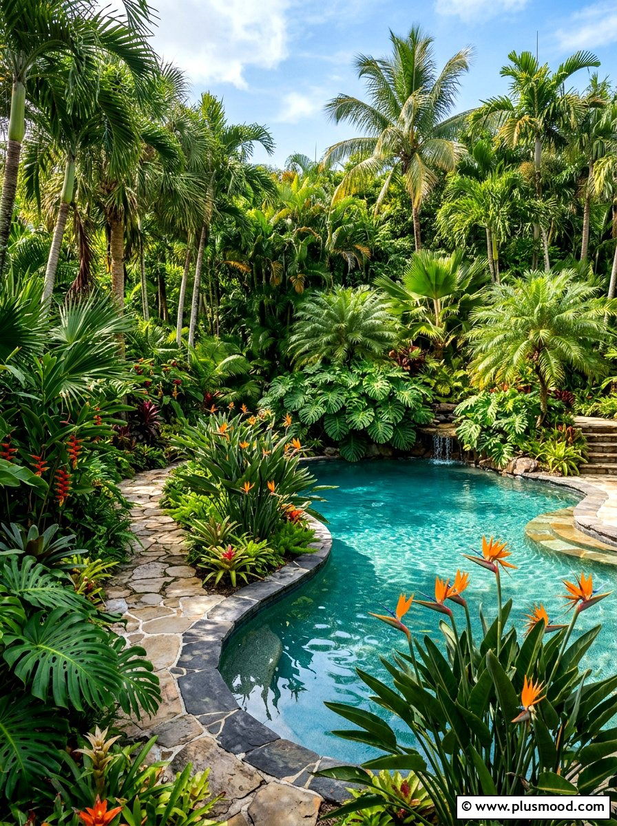 Lush Tropical Pool Landscaping - 25 summer coastal pool area ideas