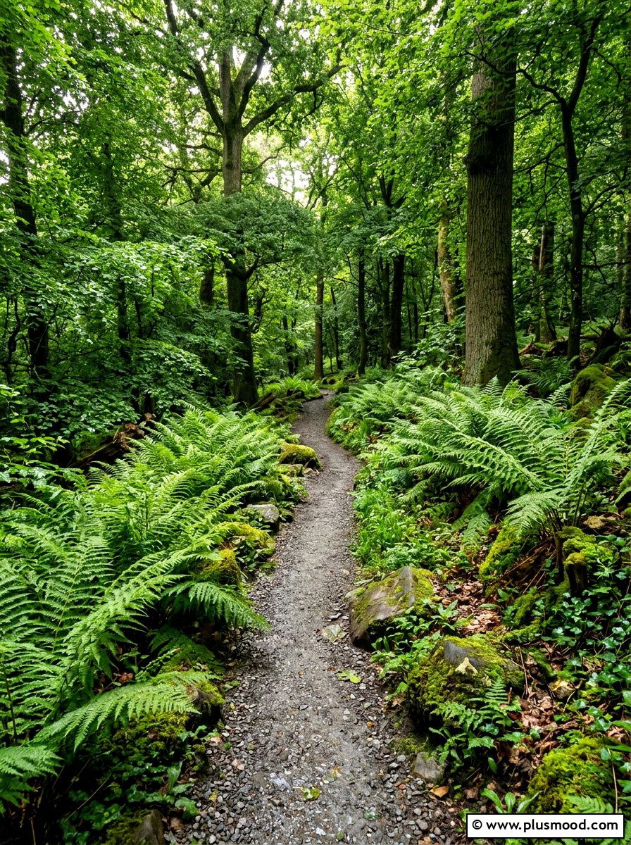 Lush Woodland Fern Border - 25 summer path border planting ideas