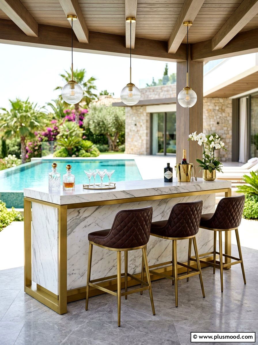 Luxury Marble Outdoor Bar - 25 summer patio bar ideas