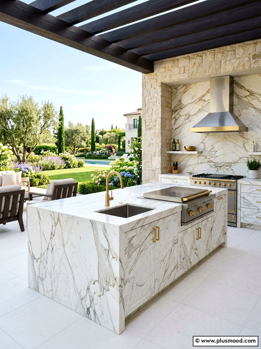 Luxury Marble Outdoor Kitchen - 25 summer backyard outdoor kitchen ideas