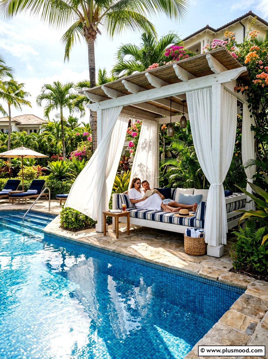 Luxury poolside cabana setup - 25 summer backyard ideas