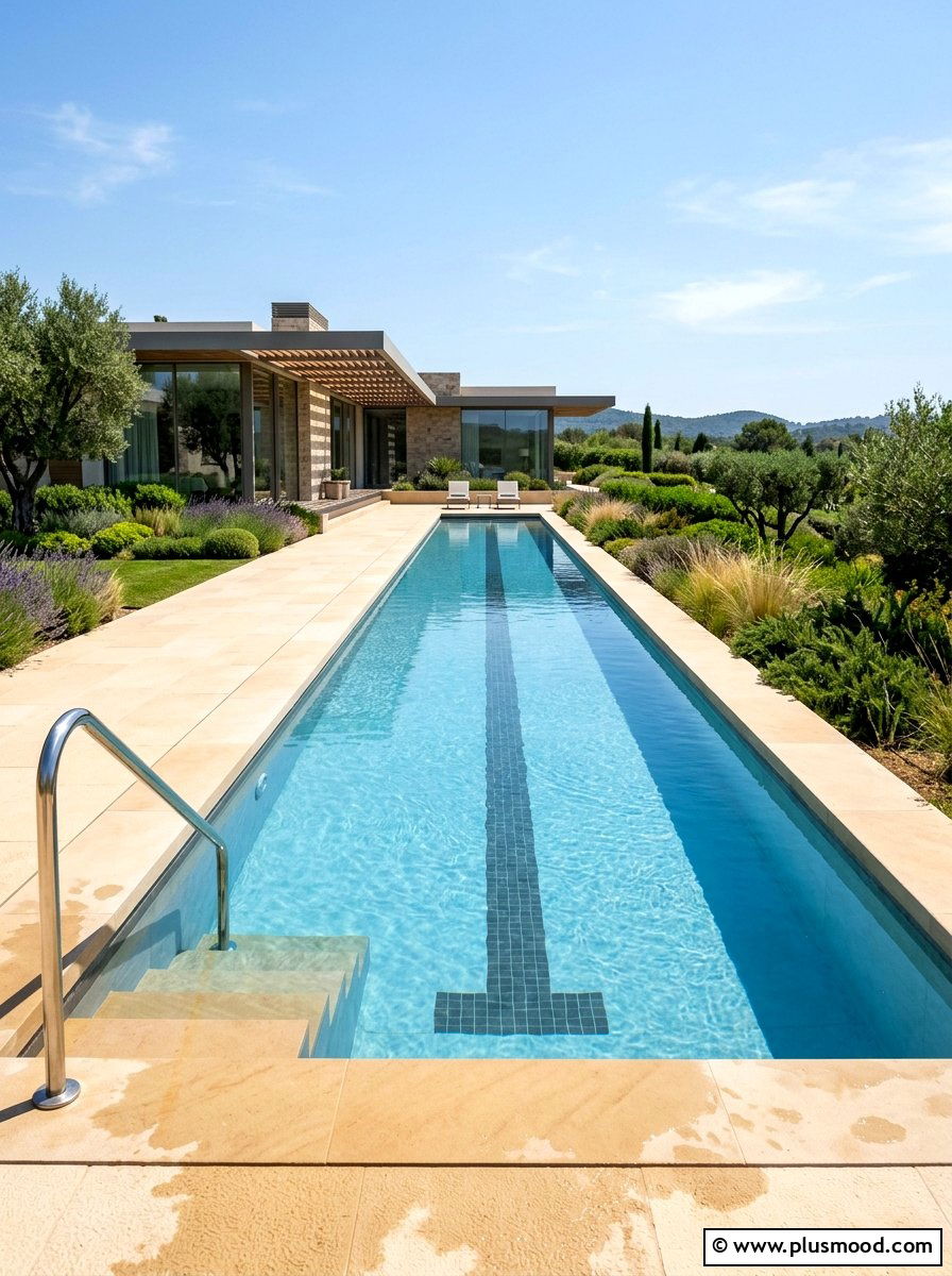 Luxury sandstone lap pool - 25 pool landscaping ideas with sandstone