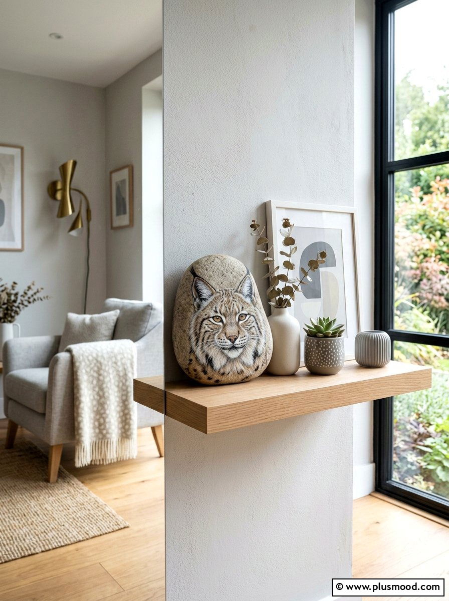 Lynx stone art - 25 painted rock ideas with woodland creatures