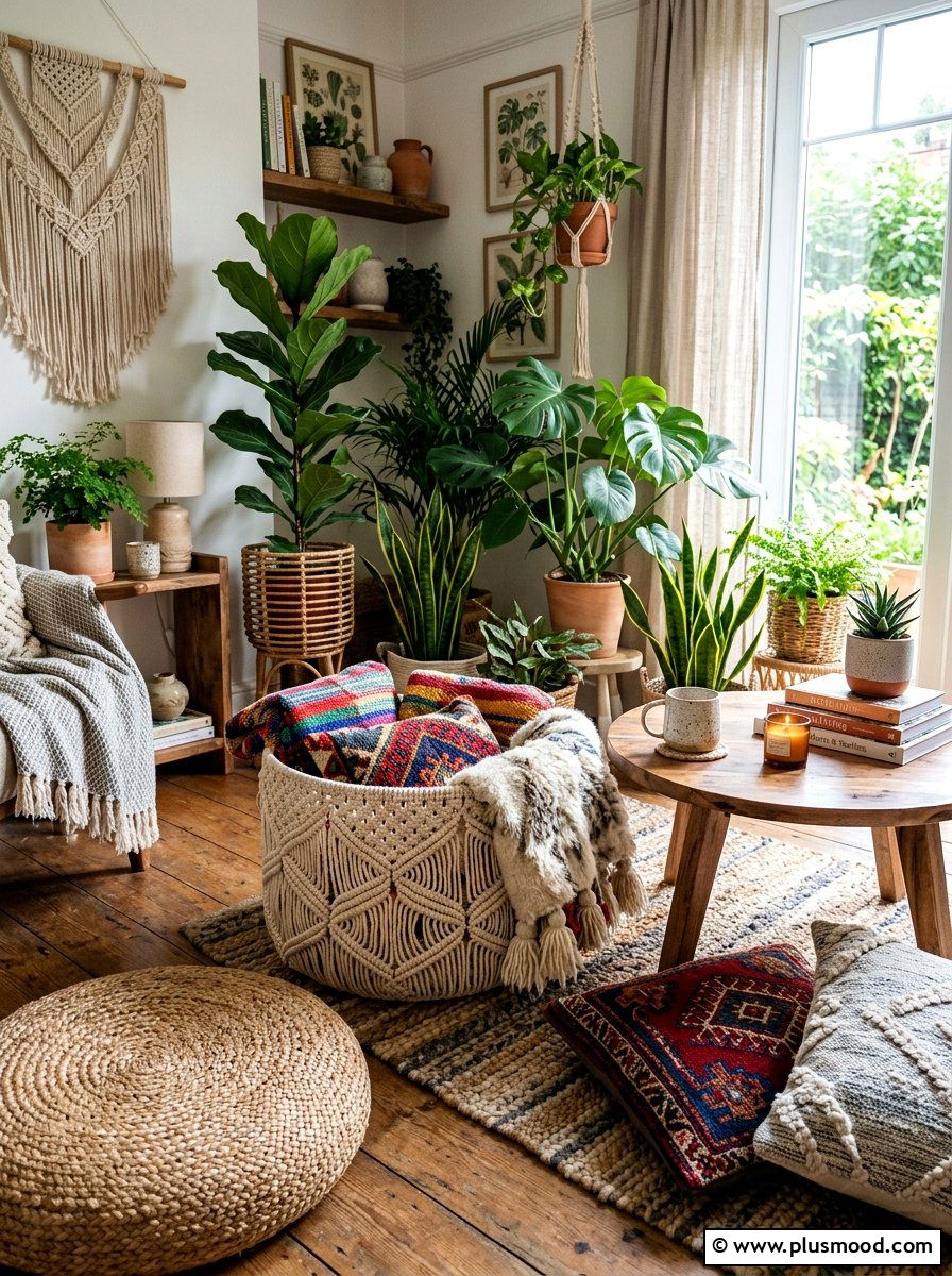 Macrame Basket Boho Style - 25 summer blanket basket ideas for living room