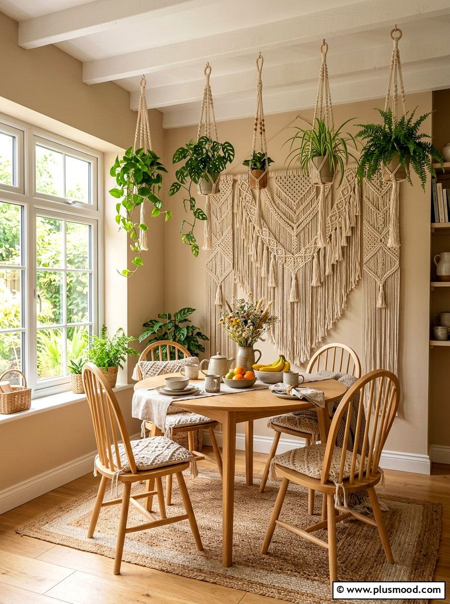 Macrame Breakfast Nook - 25 summer breakfast nook decor ideas