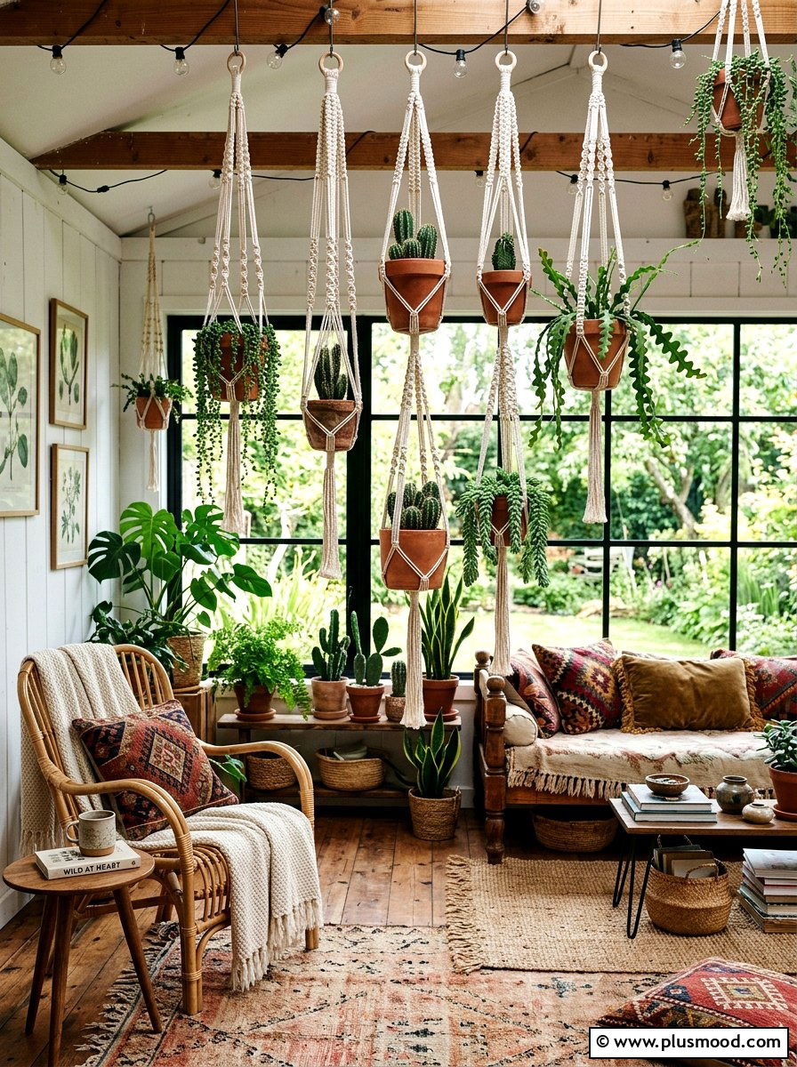 Macrame Hanging Cactus Pot - 25 summer cactus planter ideas