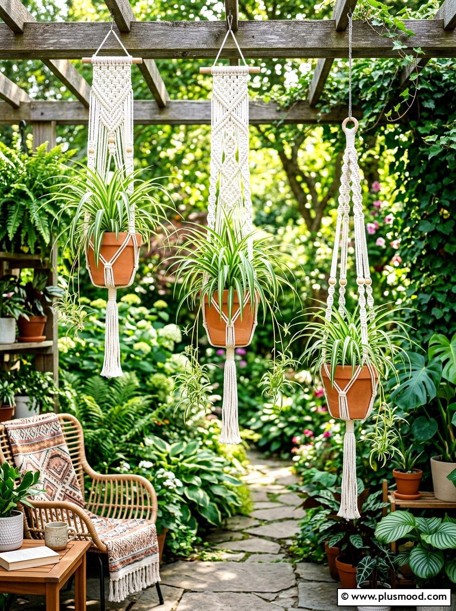 Macrame Hanging Planters - 25 easy summer porch decorating ideas