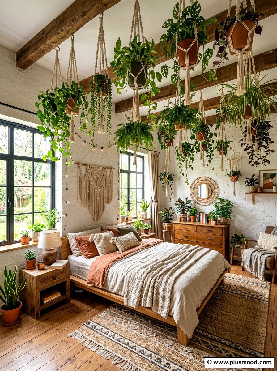 Macrame Plant Hanger - 25 summer tropical bedroom ideas