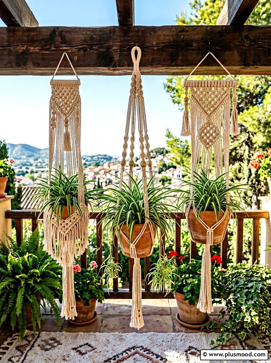Macrame Plant Hanger Decoration - 25 summer front porch decor ideas for apartments