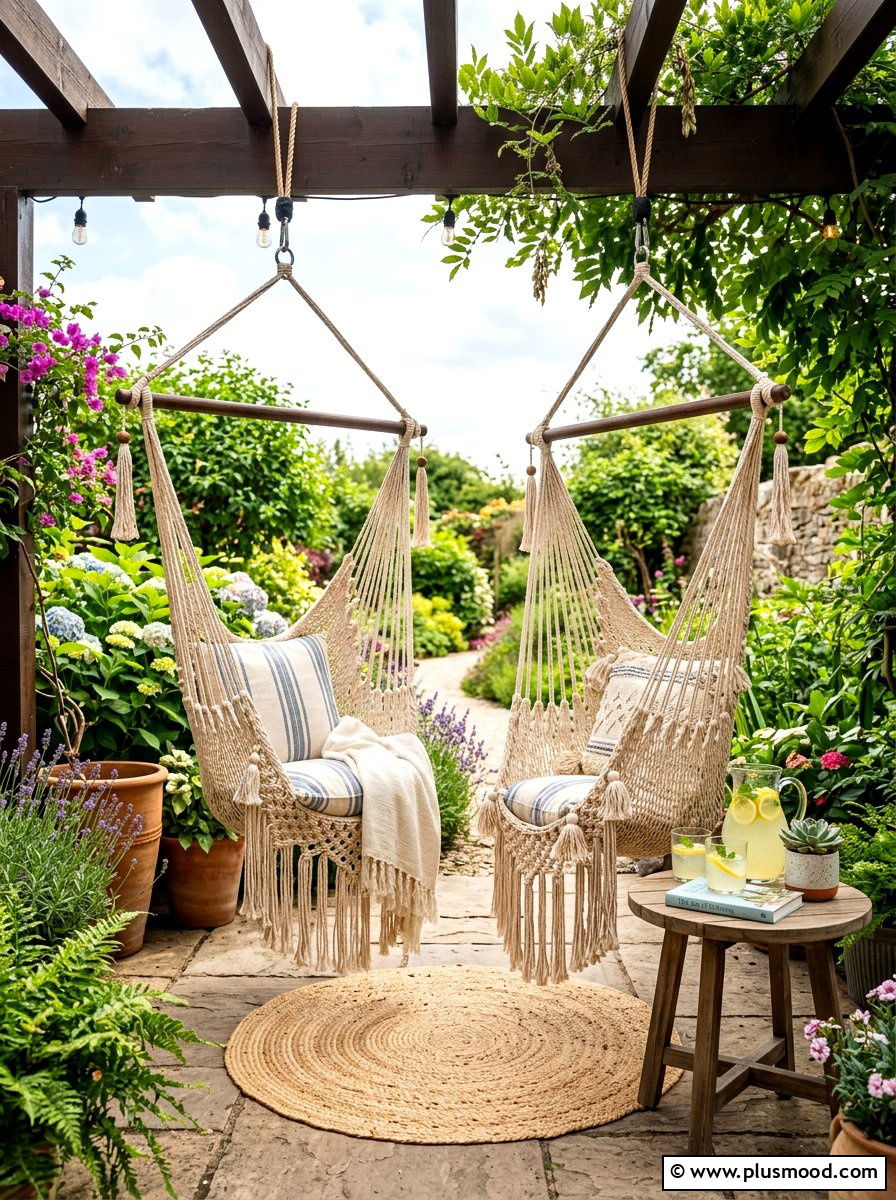 Macrame Swing Chair Nook - 25 summer patio party ideas