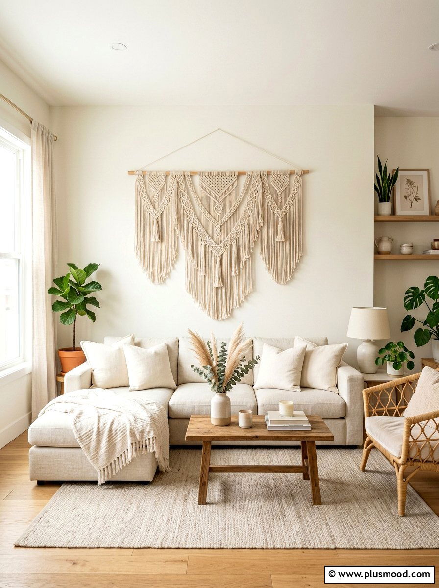 Macrame Wall Hanging - 25 summer shelf styling ideas for living room