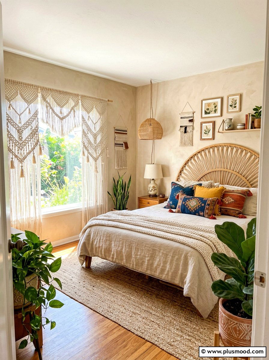 Macrame Window Panels - 25 summer curtains ideas for bedroom