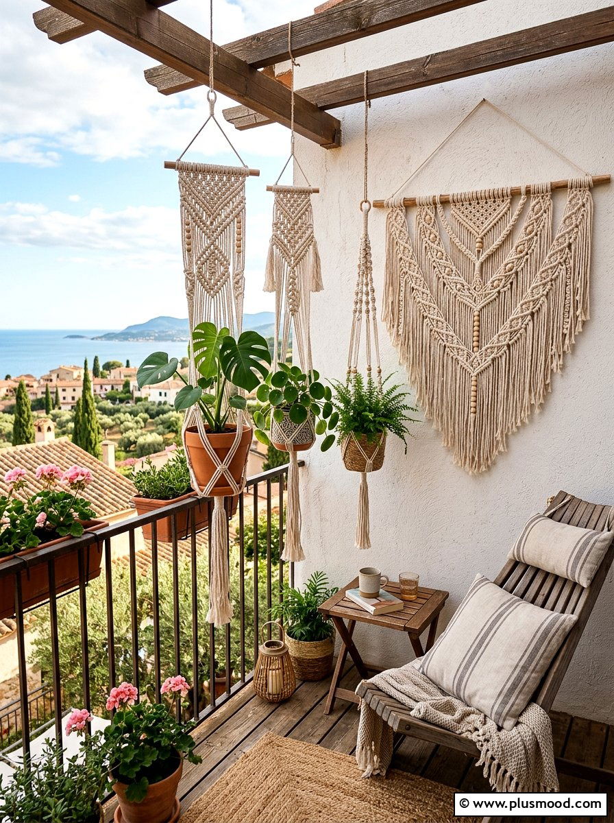 Macrame decor - 25 summer balcony decor ideas