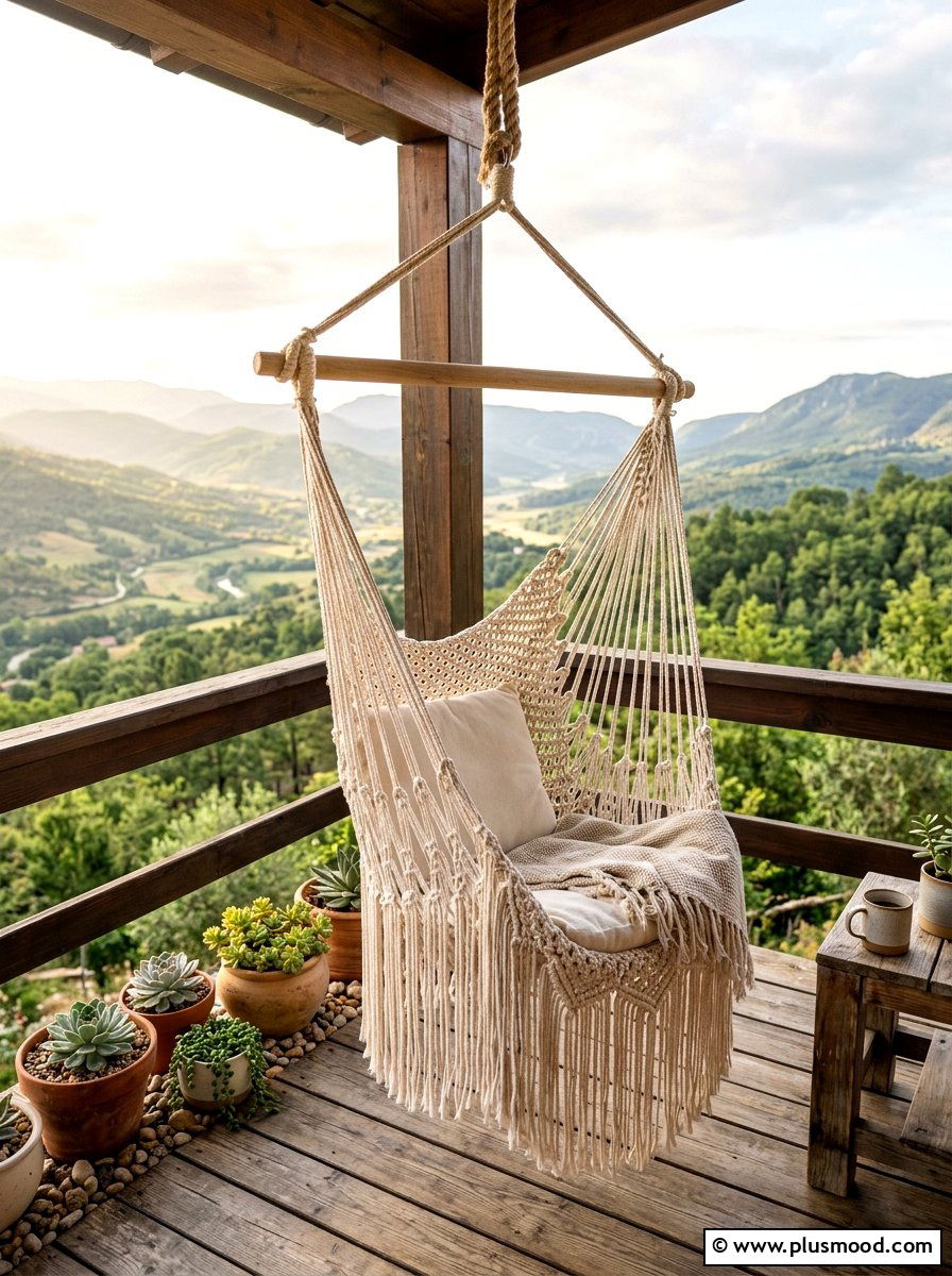 Macrame hanging chair - 25 summer balcony swing chair ideas