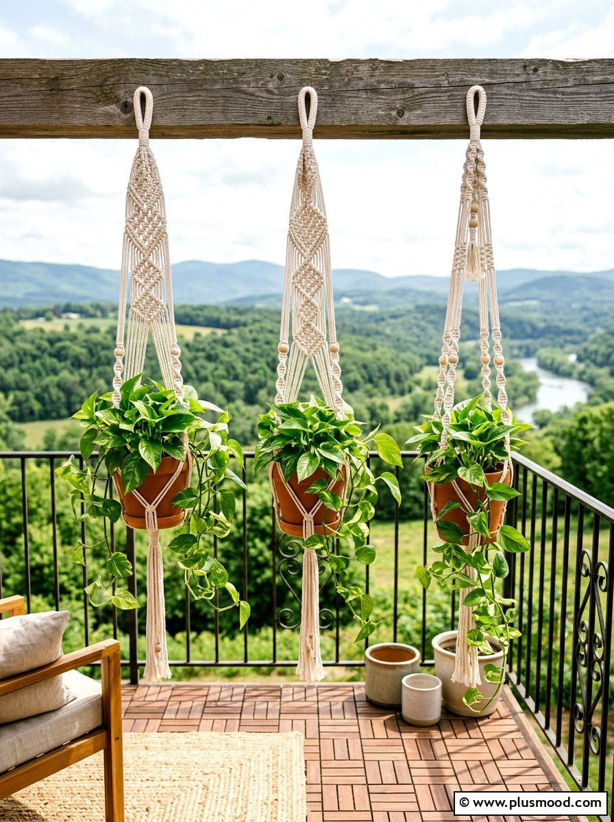 Macrame plant hanger - 25 late summer balcony ideas