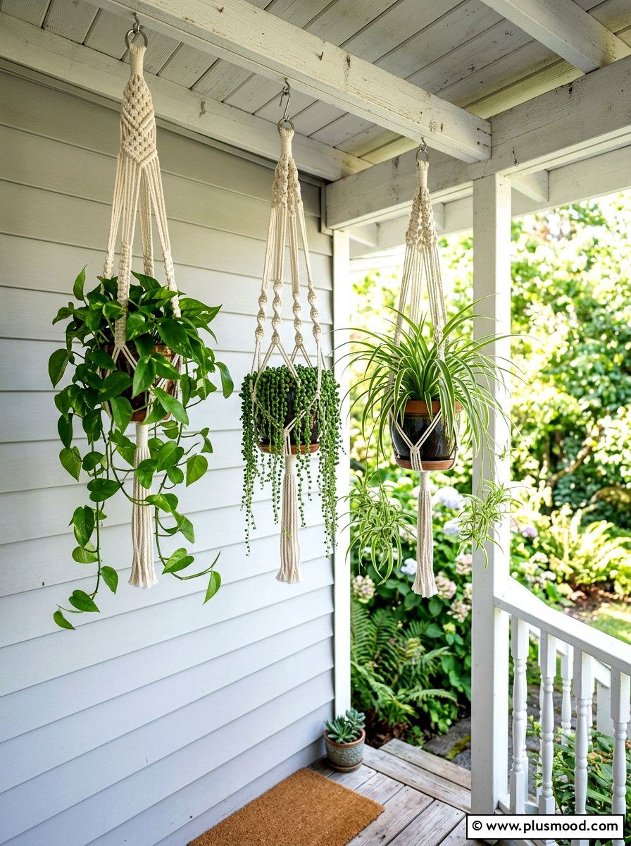 Macrame plant hanger - 25 summer porch corner decor ideas