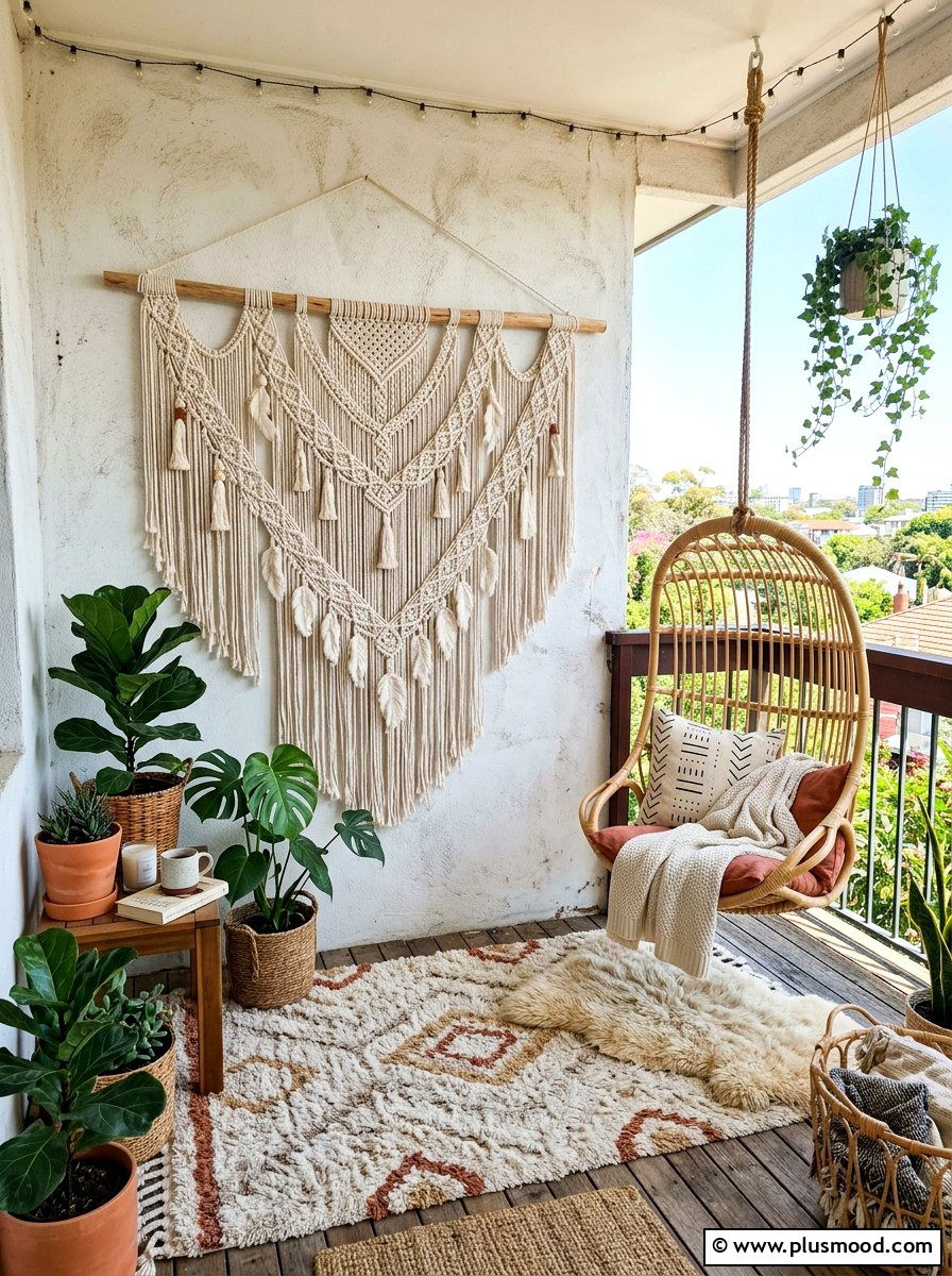 Macrame wall hanging - 25 summer balcony privacy ideas
