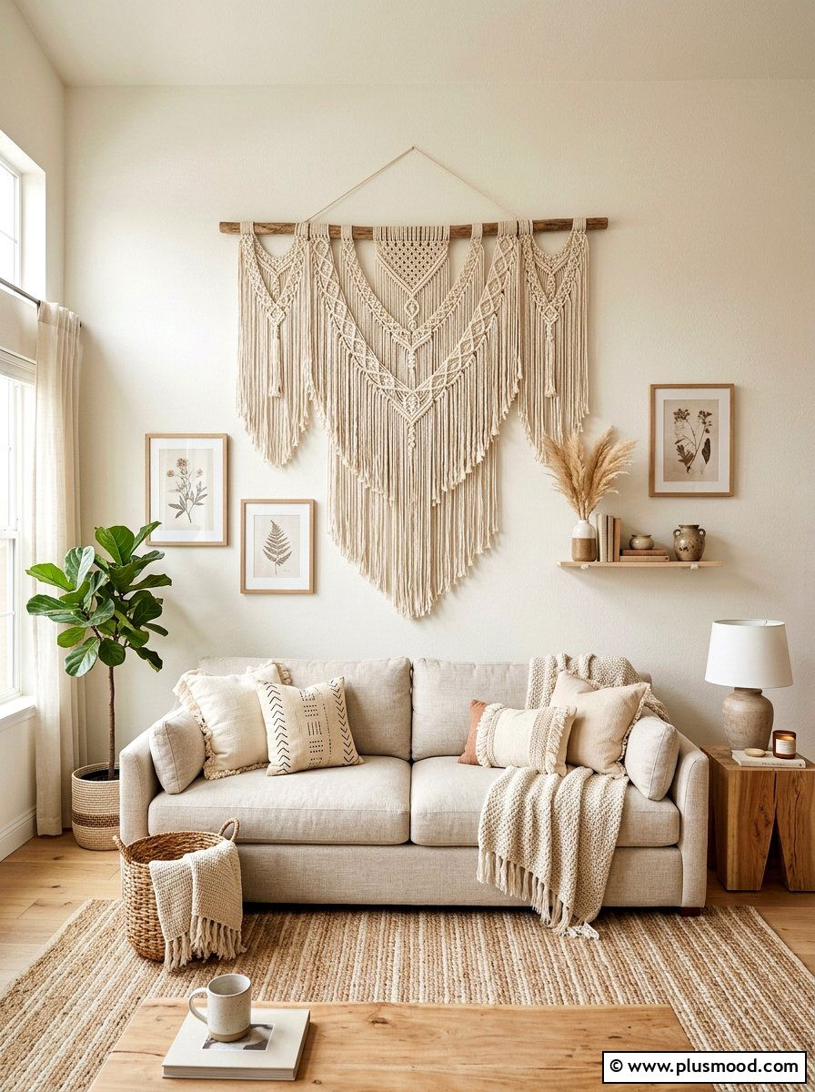 Macrame wall hanging - 25 boho summer living room ideas